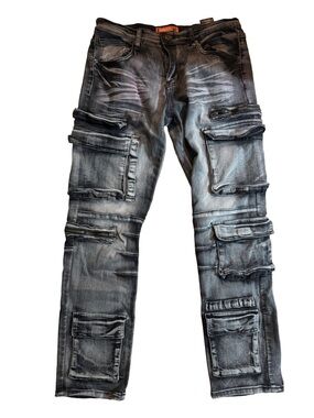 NWOT RGSTR Black Denim Jeans with Cargo Pockets | Size 32